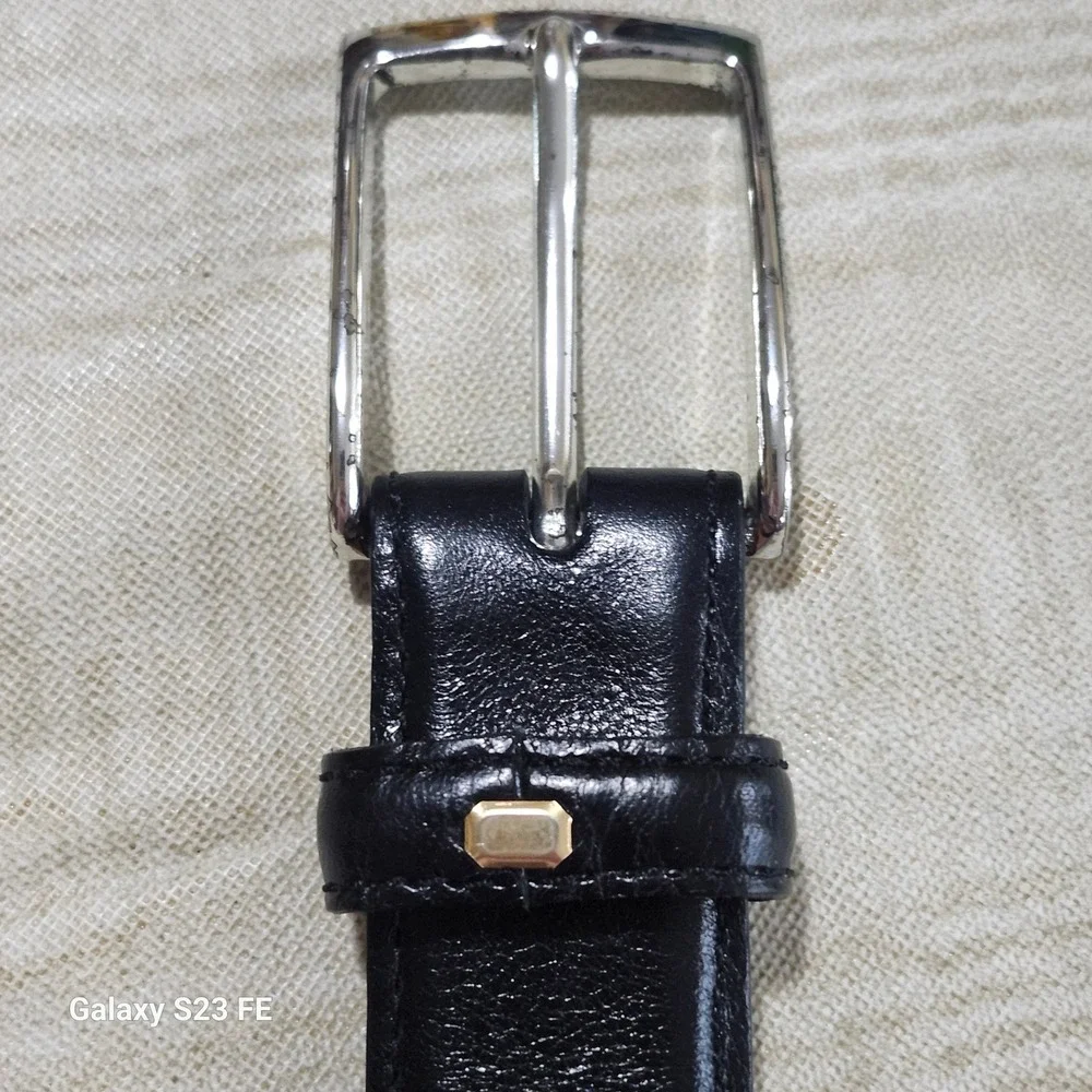Martin Dingman Calfskin Leather Belt Mens 34 Black Silver‎ Buckle Made in USA